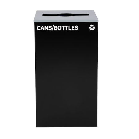 Alpine Industries Square Recycling Bin, 29 Gallons, Black Can, Mixed Opening Lid, for Cans/Bottles ALP4450-KIT-BLK-M-CB